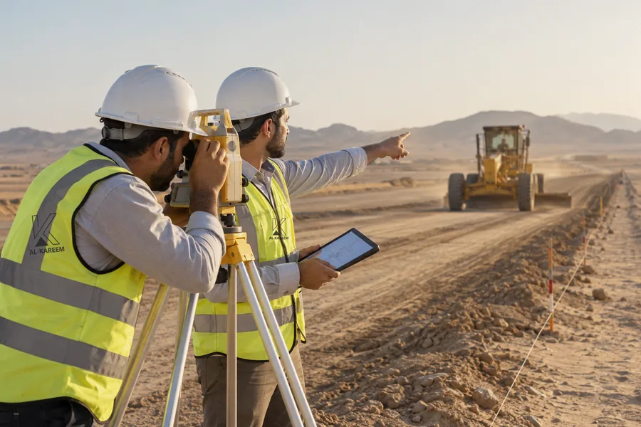 Survey engineers on a road site