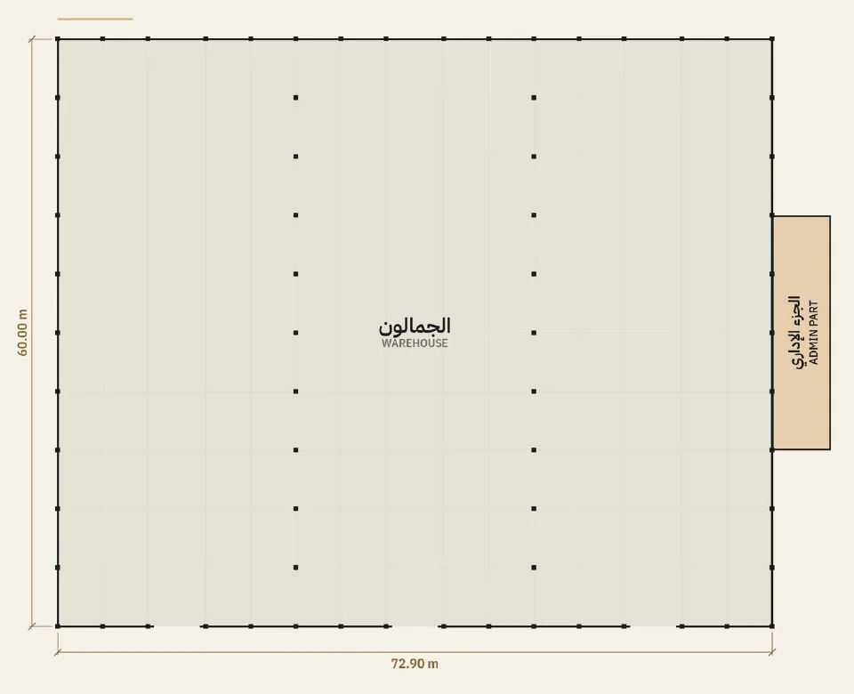 المسقط العام للجمالون 72.90 × 60.00 م